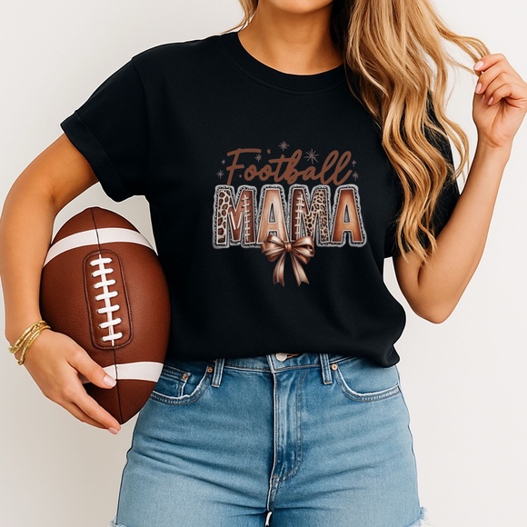 🏈 Game Day Football Mama  T-shirt XXL- 3XL Leopard, lace bow New White Handmade - Picture 3 of 14